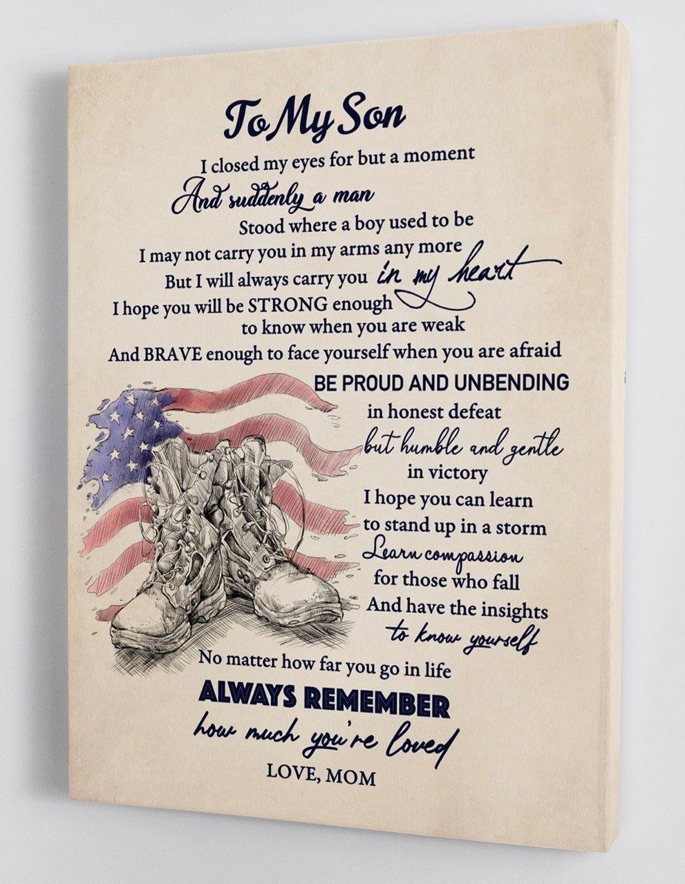 To My Son - From Mom - Military Framed Canvas Gift MS023 - DivesArt LLC