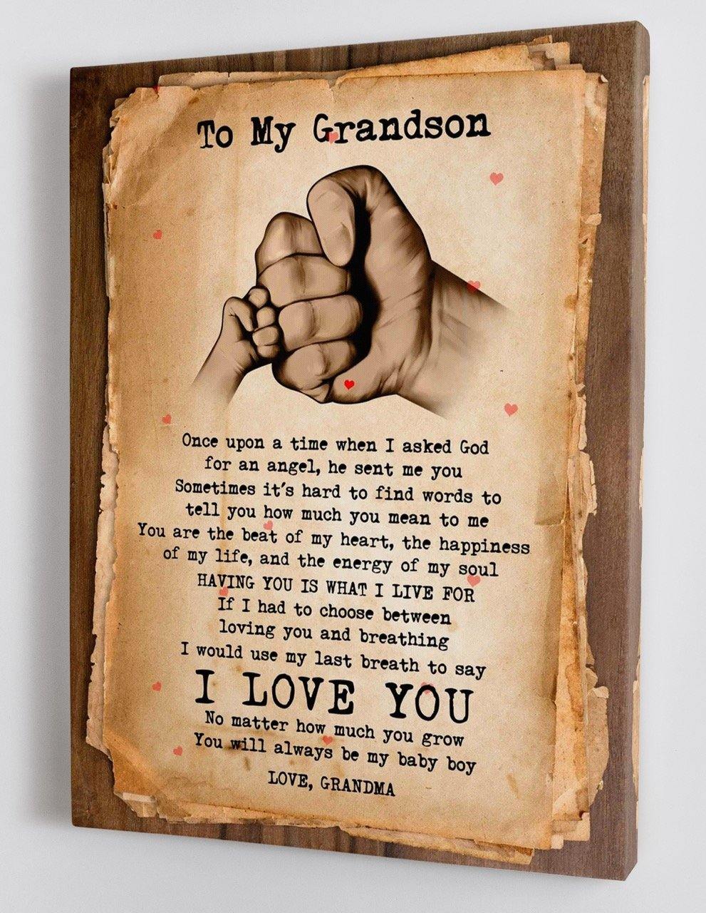 To My Grandson - From Grandma - Framed Canvas Gift GMS030 - DivesArt LLC