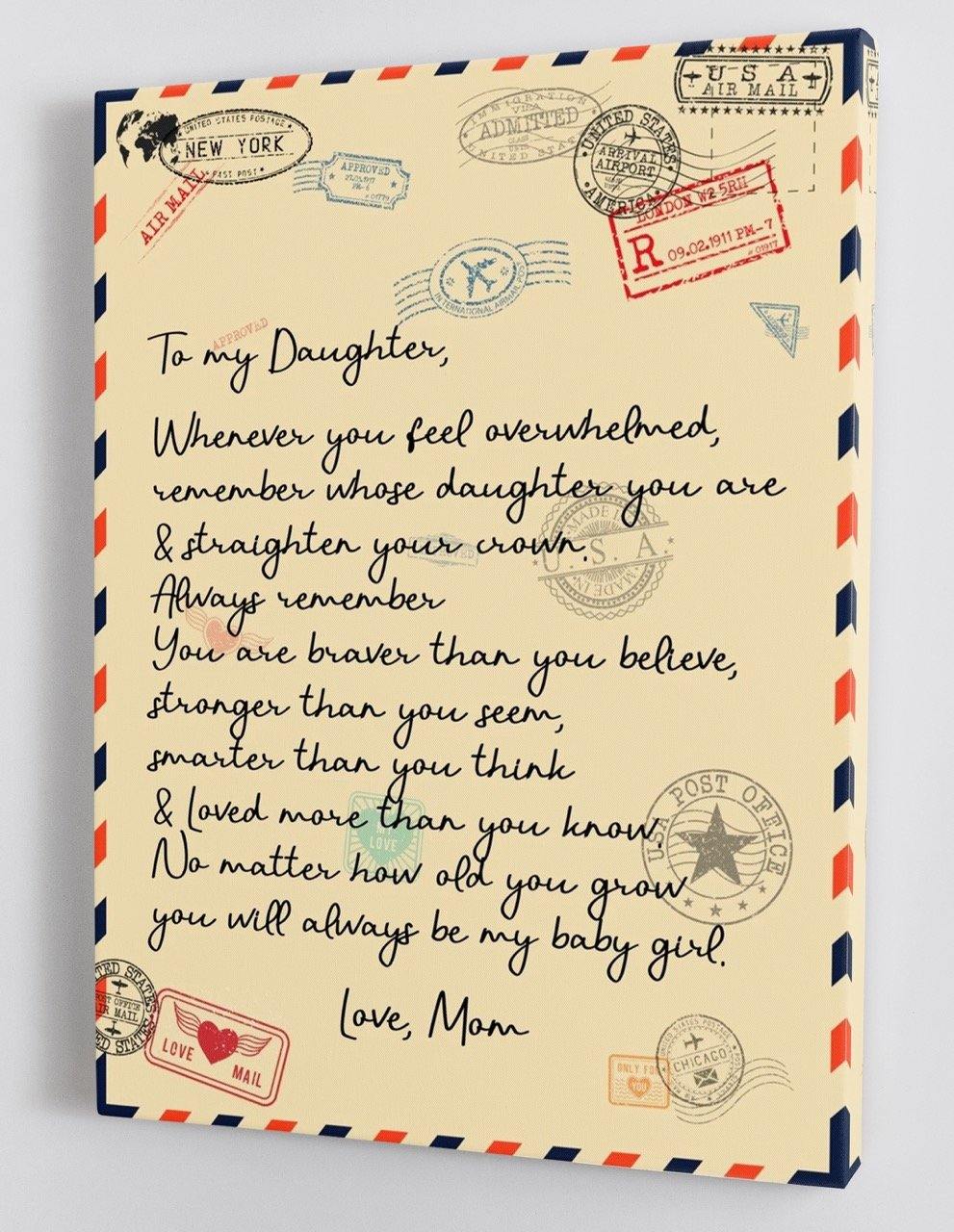 To My Daughter - From Mom - Framed Canvas Gift MD034 - DivesArt LLC
