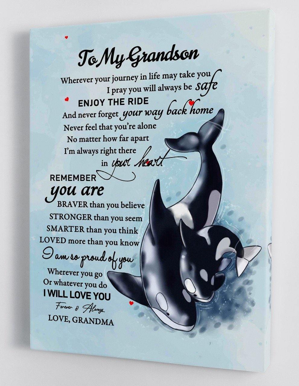 To My Grandson - From Grandma - Framed Canvas Gift GMS031 - DivesArt LLC