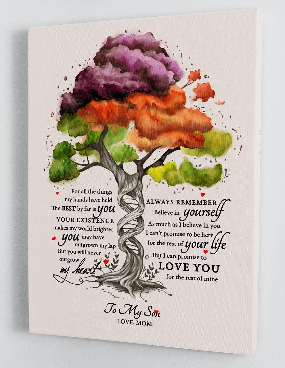 To My Son - From Mom - Colorful DNA Tree Framed Canvas Gift MS009 - DivesArt LLC