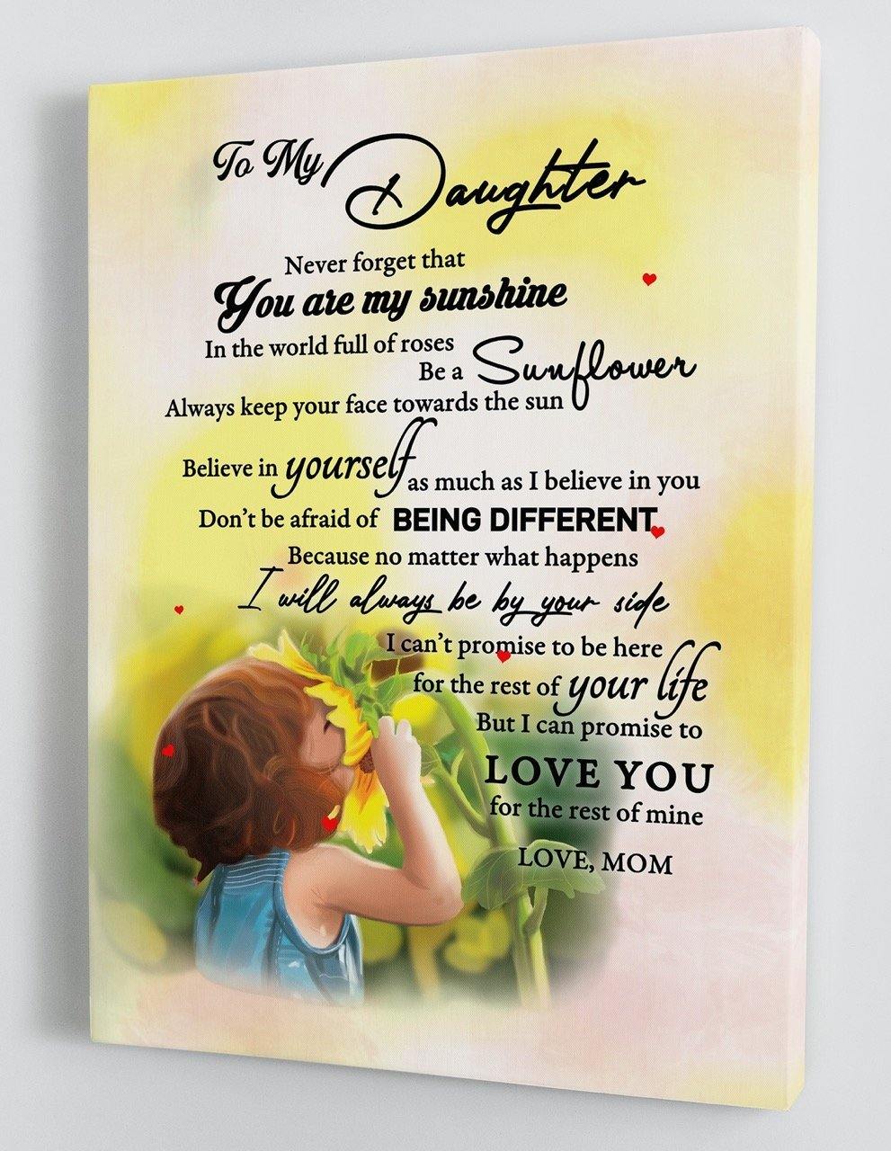 To My Daughter - From Mom - Sunflower Framed Canvas Gift MD018 - DivesArt LLC