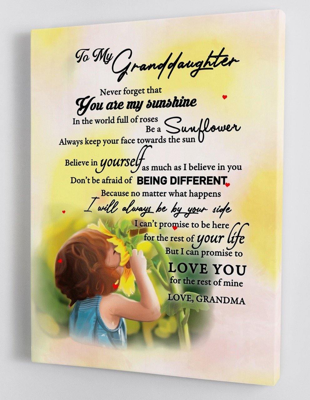 To My Granddaughter - From Grandma - Sunflower Framed Canvas Gift GMD030 - DivesArt LLC