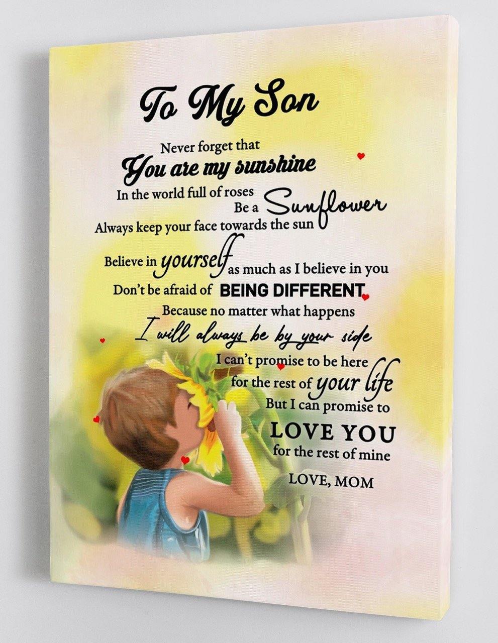 To My Son - From Mom - Sunflower Framed Canvas Gift MS010 - DivesArt LLC
