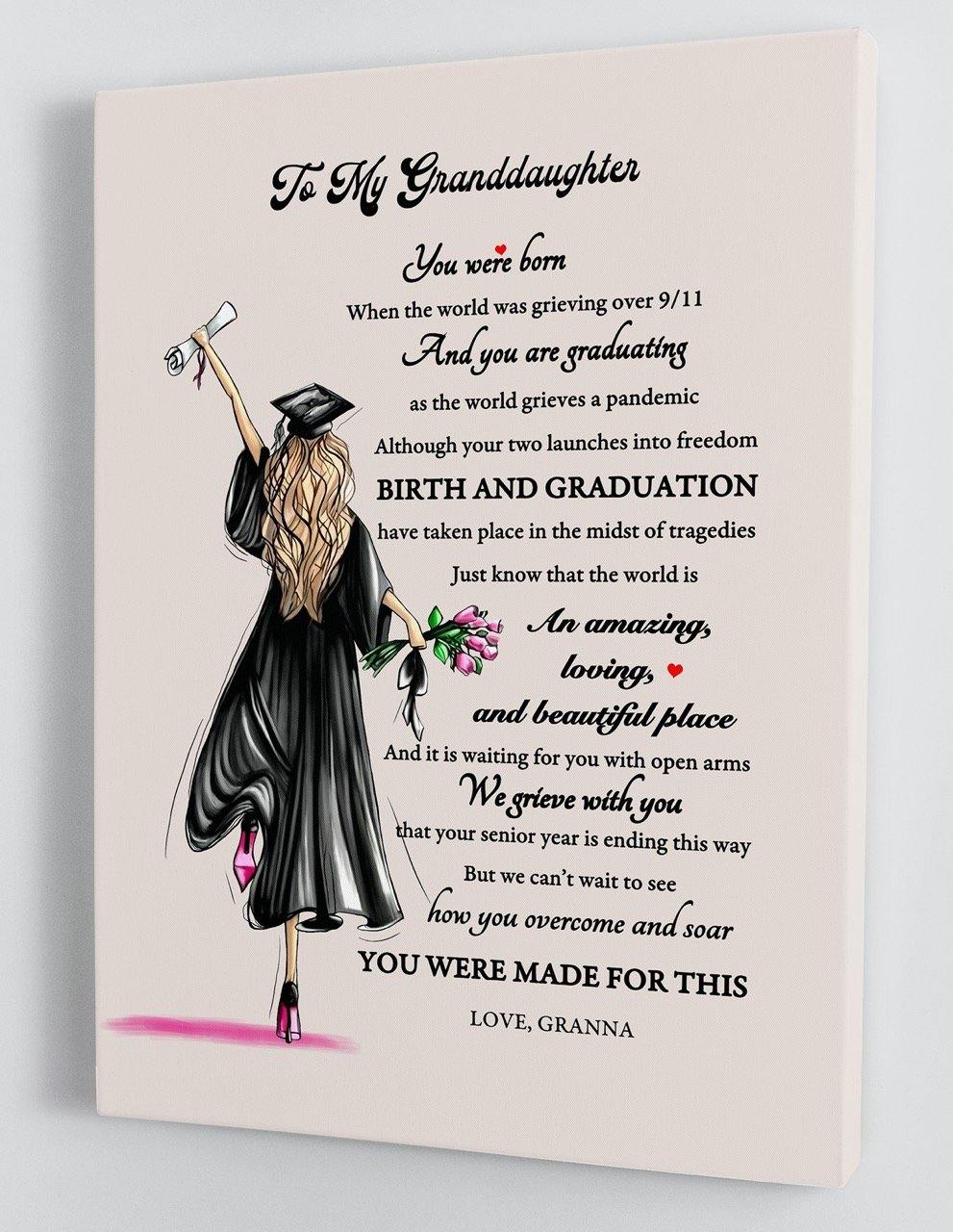 To My Granddaughter Senior 2021 - From Granna - Graduation Framed Canvas Gift GMD017 - DivesArt LLC