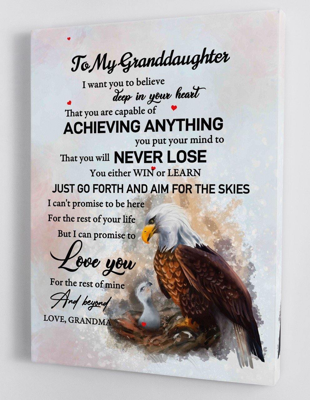 To My Granddaughter - From Grandma - Framed Canvas Gift GMD044 - DivesArt LLC