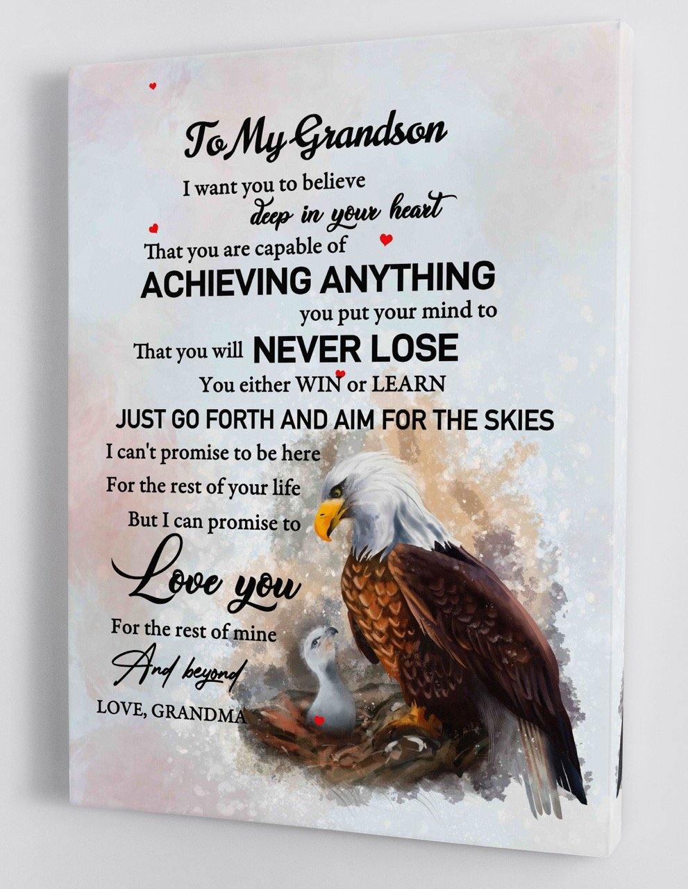 To My Grandson - From Grandma - Framed Canvas Gift GMS032 - DivesArt LLC
