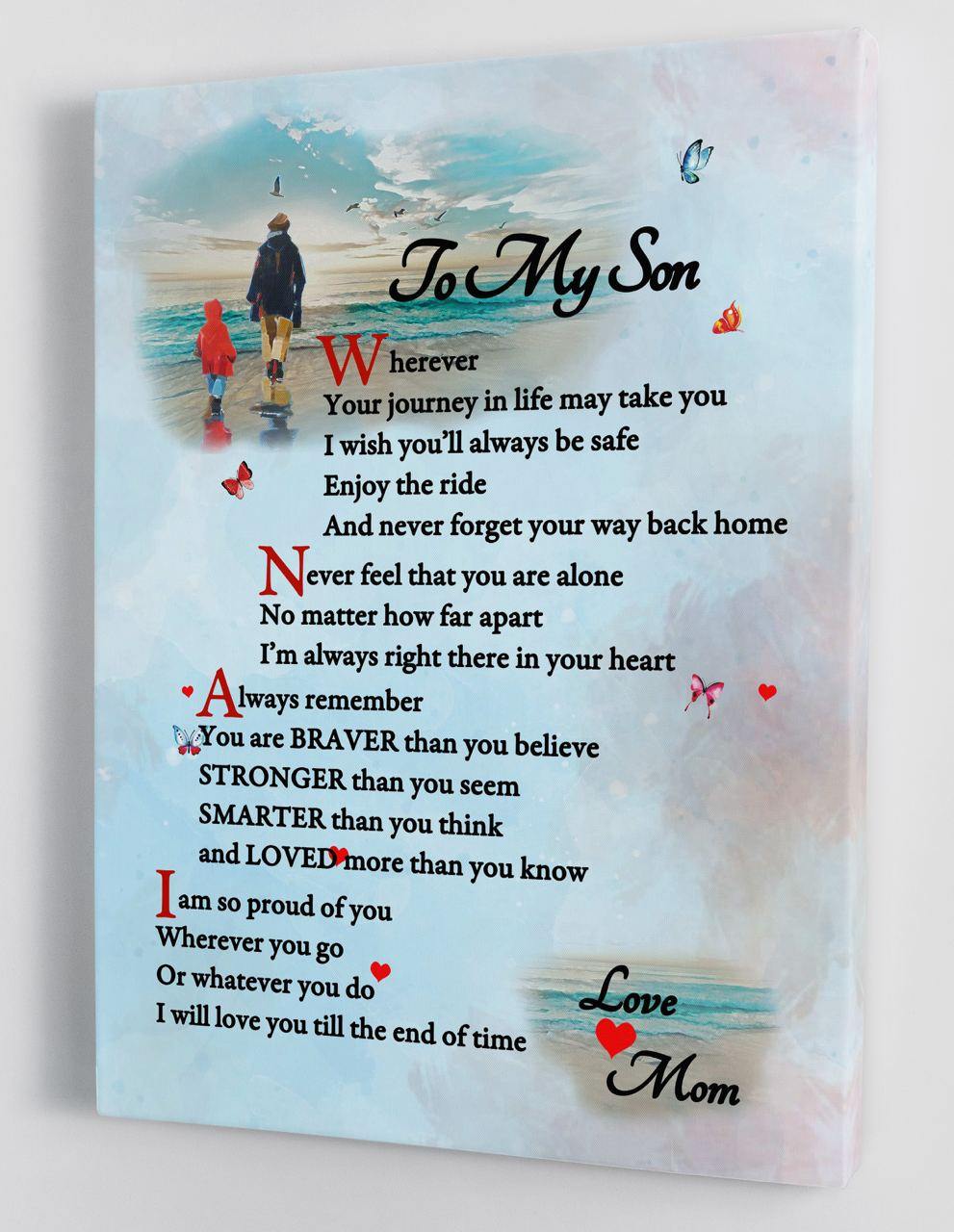 To My Son - From Mom - Framed Canvas Gift MS034 - DivesArt LLC