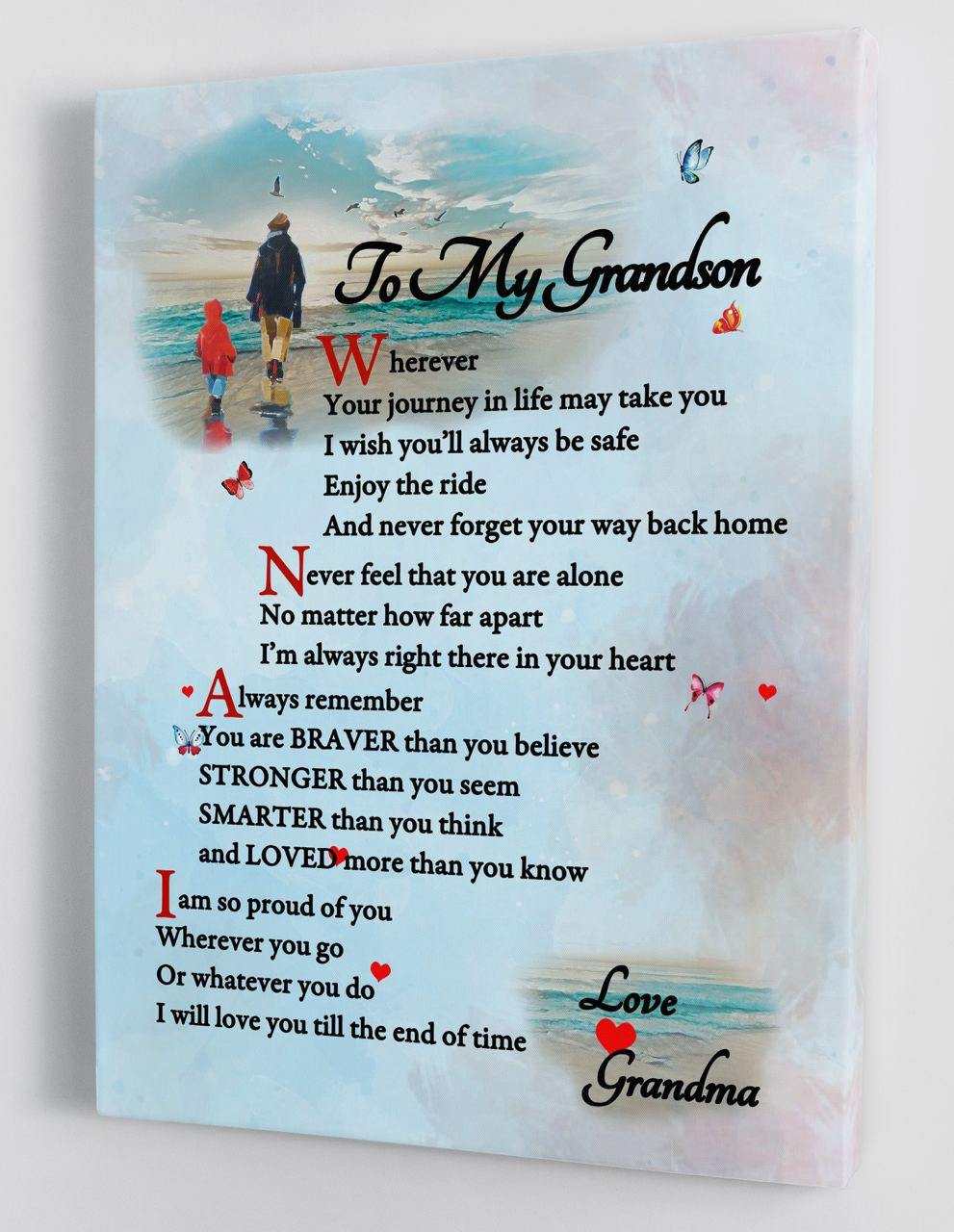 To My Grandson - From Grandma - Framed Canvas Gift GMS038 - DivesArt LLC
