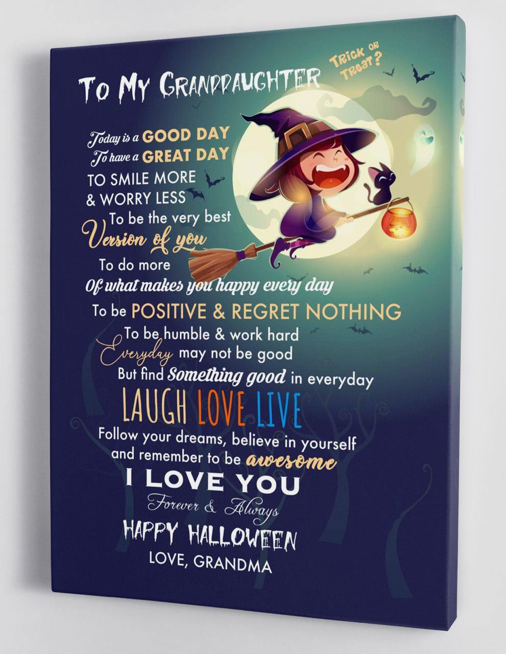 To My Granddaughter - From Grandma - Halloween Canvas Gift GMD066 - DivesArt LLC