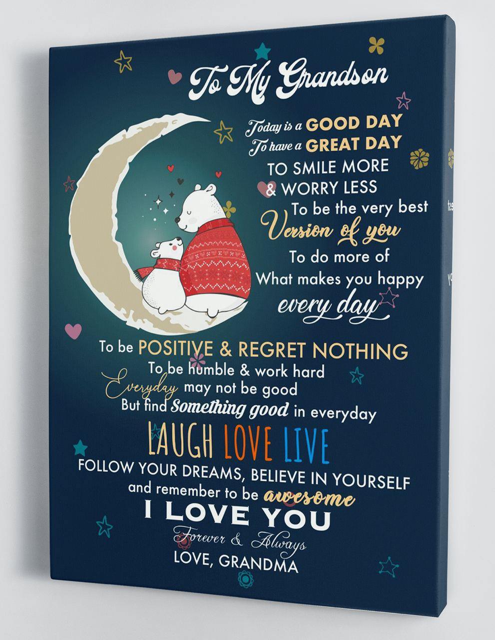 To My Grandson - From Grandma - Christmas, Father's Day, Mother's Day Canvas Gift GMS057 - DivesArt LLC