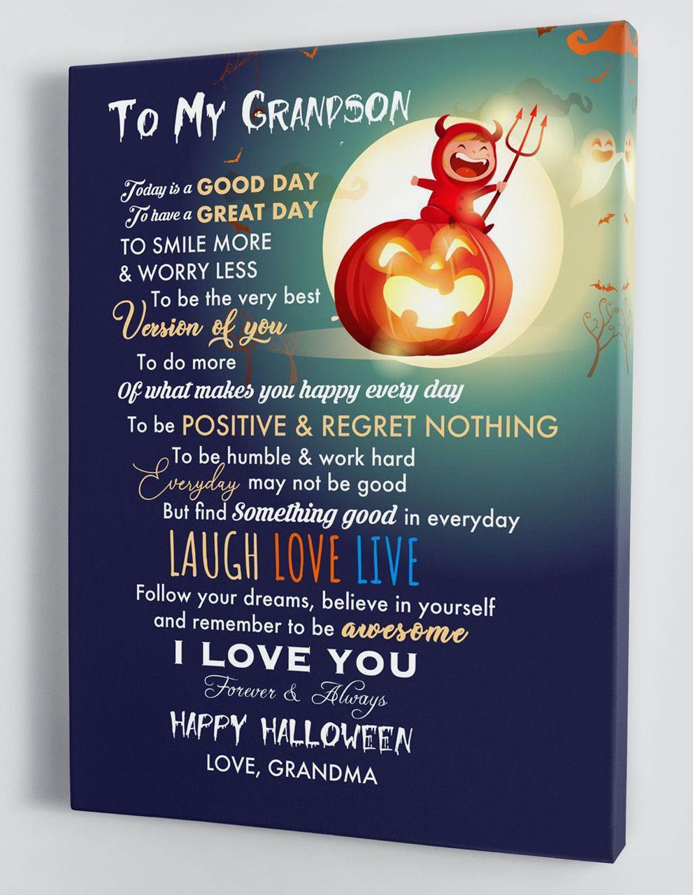 To My Grandson - From Grandma - Halloween Canvas Gift GMS056 - DivesArt LLC