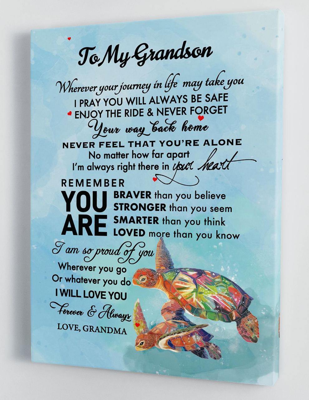 To My Grandson - From Grandma - Framed Canvas Gift GMS052 - DivesArt LLC
