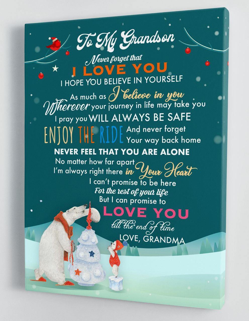 To My Grandson - From Grandma - Christmas, Father's Day, Mother's Day Canvas Gift GMS058 - DivesArt LLC