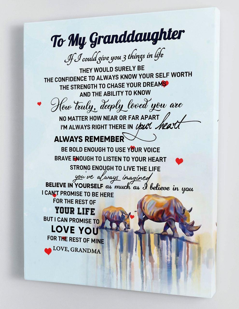 To My Granddaughter - From Grandma - Framed Canvas Gift GMD061 - DivesArt LLC