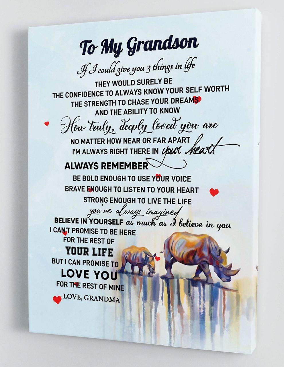 To My Grandson - From Grandma - Framed Canvas Gift GMS051 - DivesArt LLC