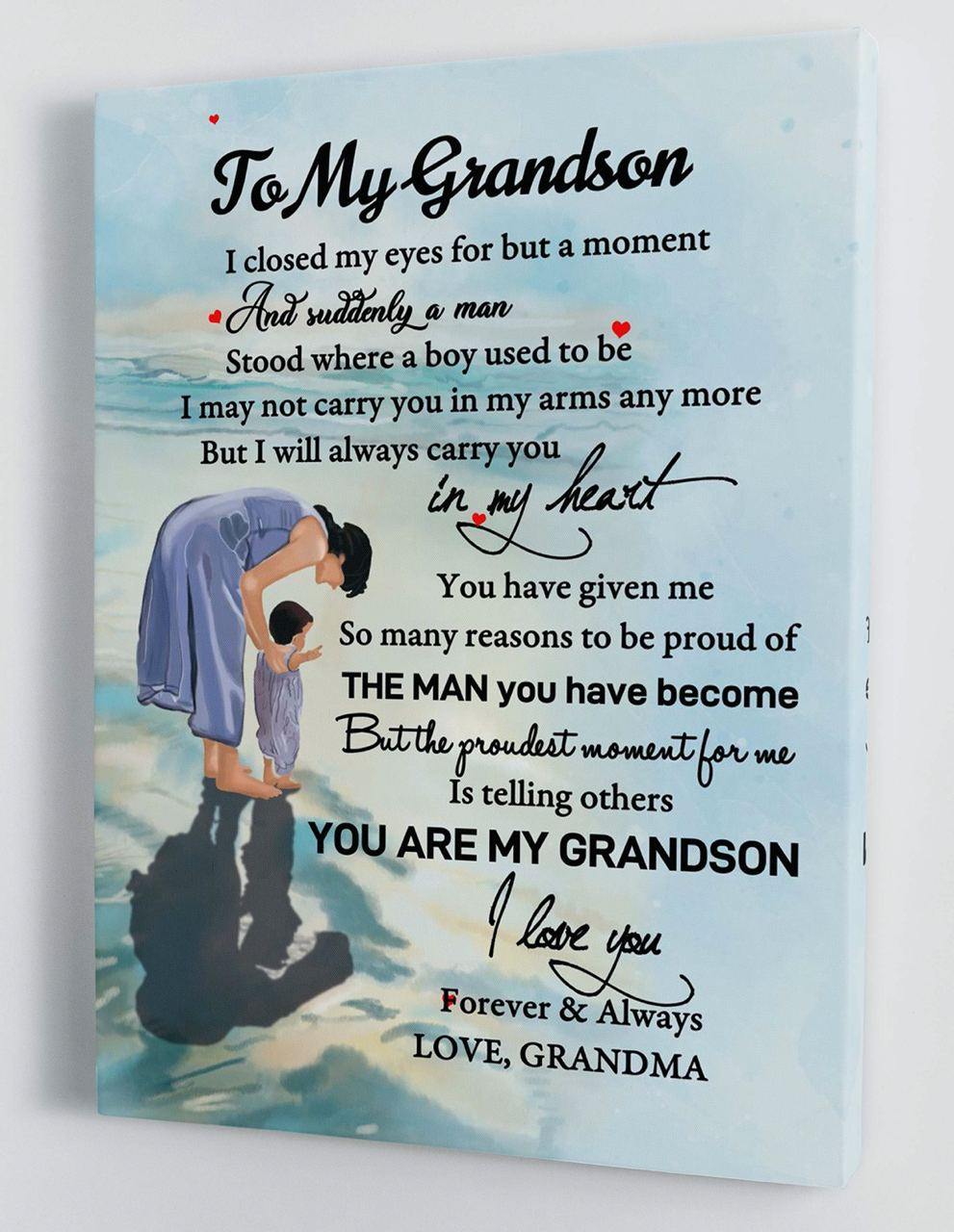 To My Grandson - From Grandma - Framed Canvas Gift GMS048 - DivesArt LLC