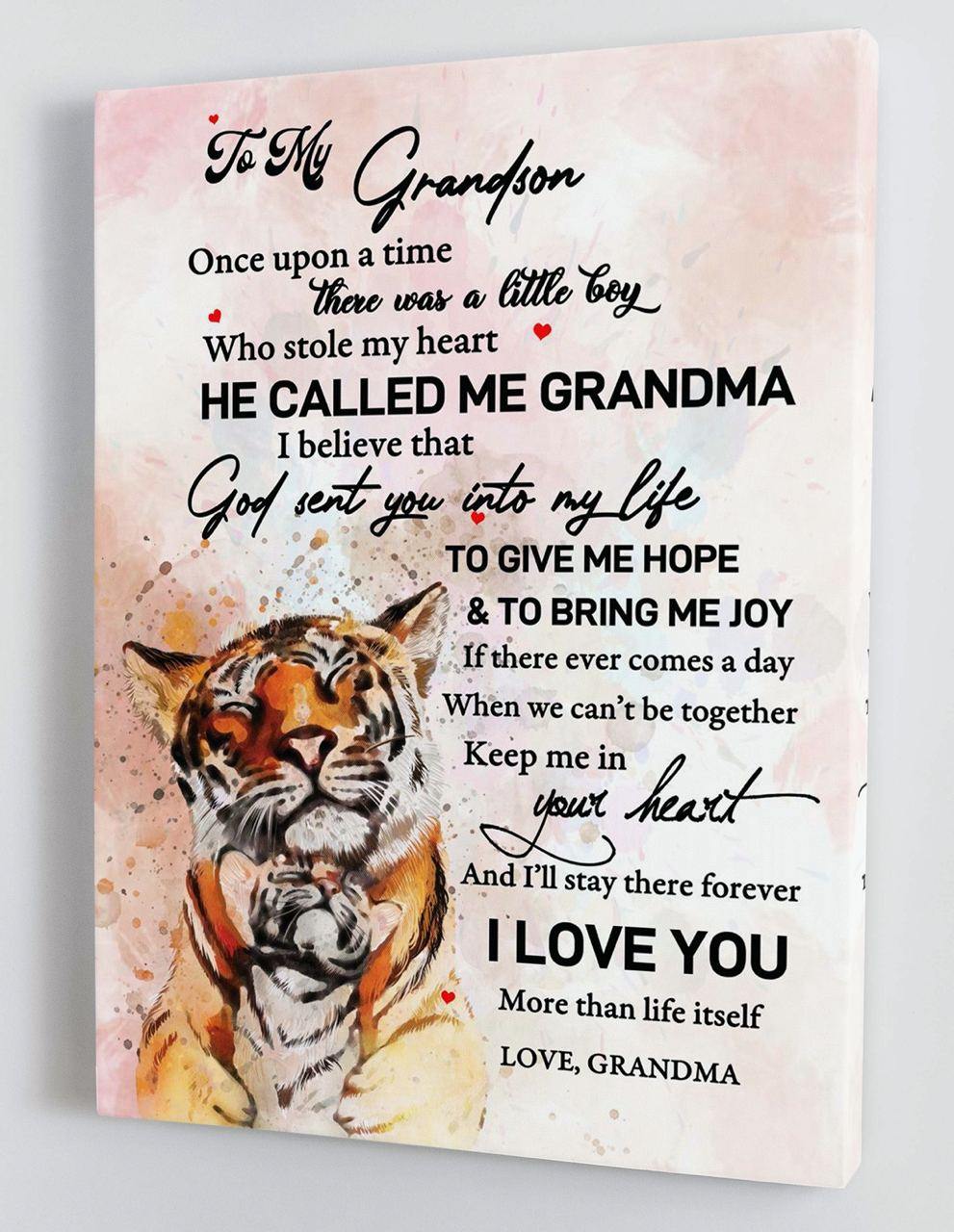 To My Grandson - From Grandma - Framed Canvas Gift GMS046 - DivesArt LLC