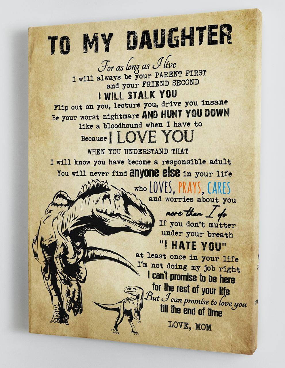 To My Daughter - From Mom - Framed Canvas Gift MD070 - DivesArt LLC