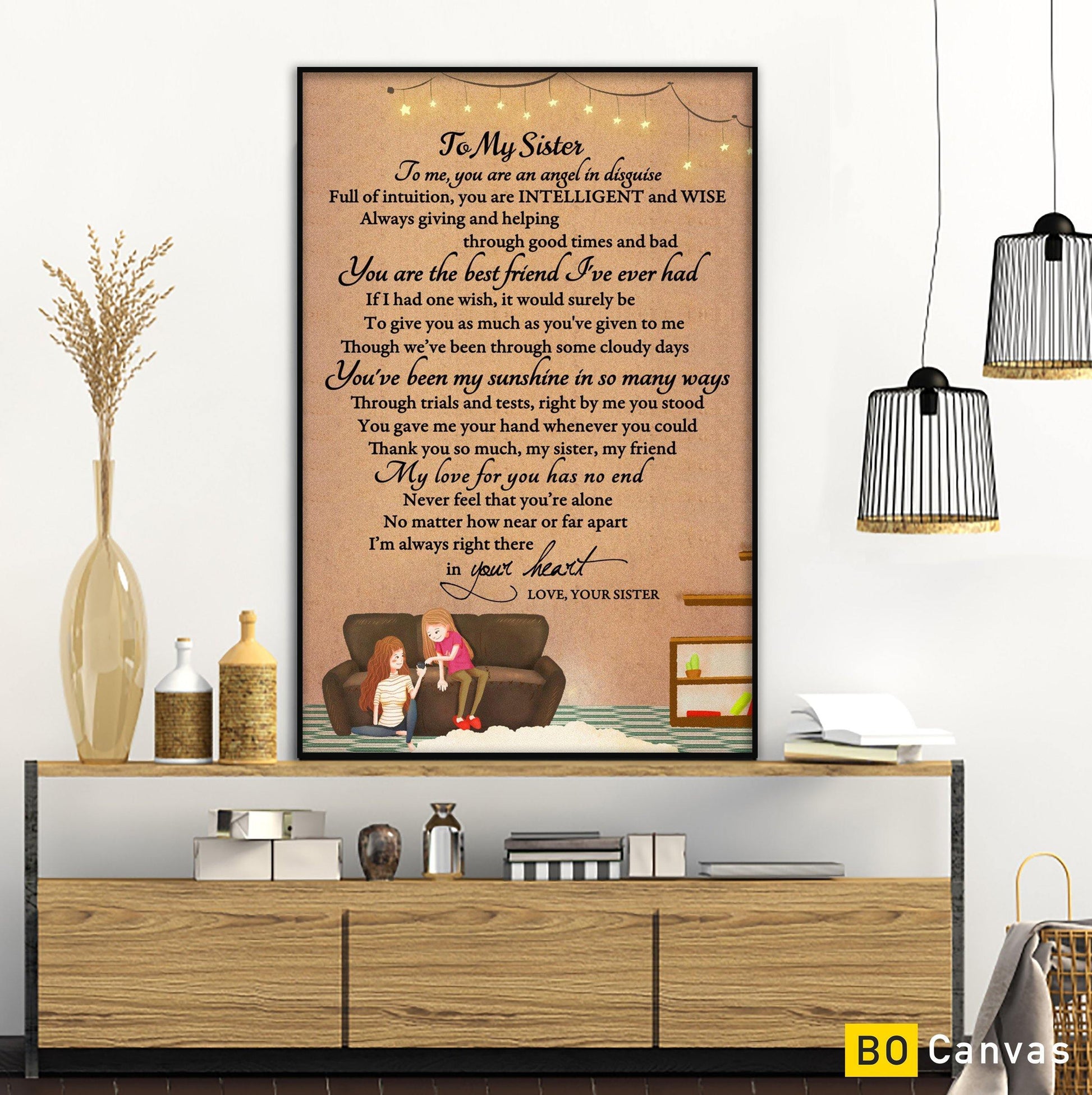 To My Sister - Love From Your Sister - Framed Canvas Gift SS001 - DivesArt LLC